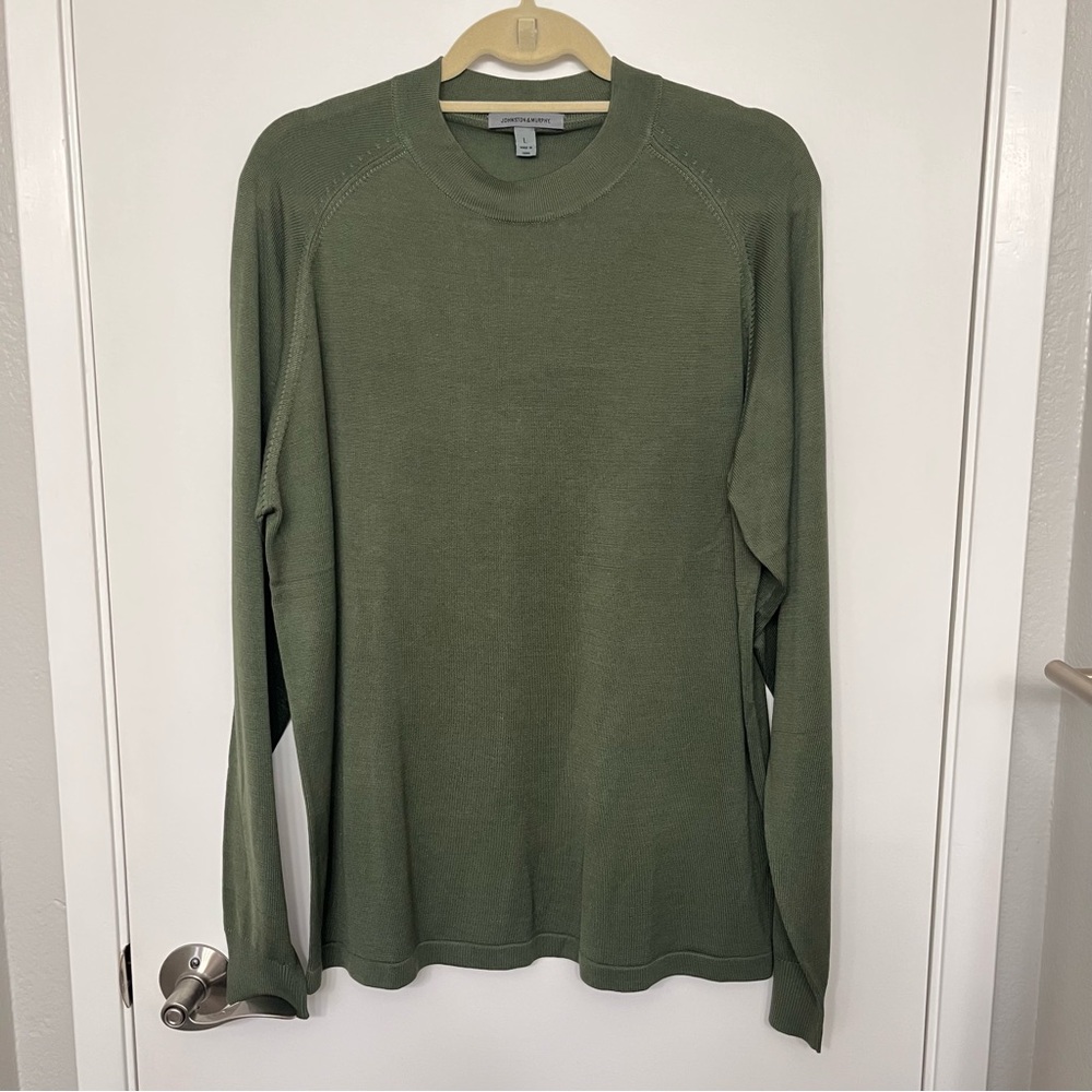 Johnston & Murphy Green Long Sleeve Knit Shirt/Sweater Sz L